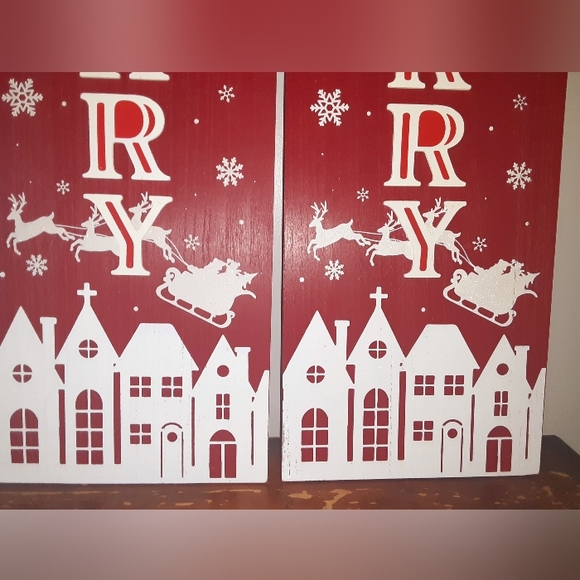 Christmas "Be Merry" Porch Leaner Sign 36" x 11" - Picture 7 of 10